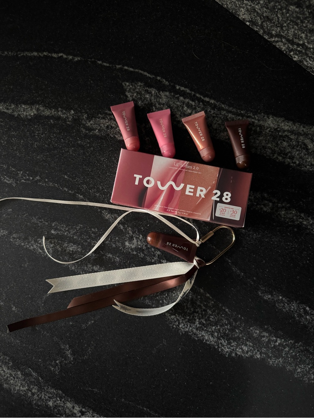 Tower 28 Mini Lip Trio — Rose, Peach & Cocoa Tints
